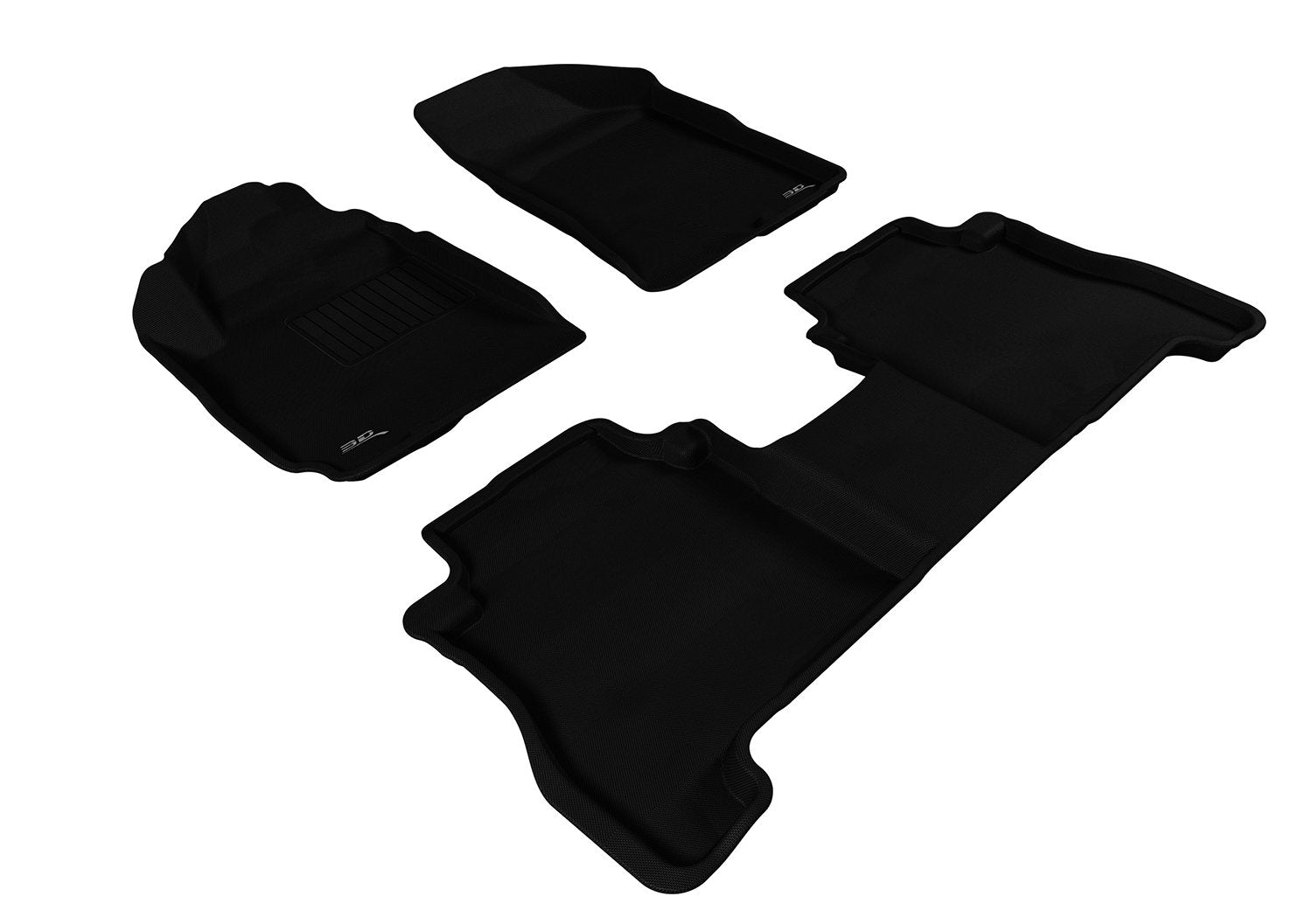 Complete Set 3D MAXpider L1HY04001509 Custom Fit All-Weather Floor Mat for Select Hyundai Santa Fe Models - Kagu Rubber (Black)