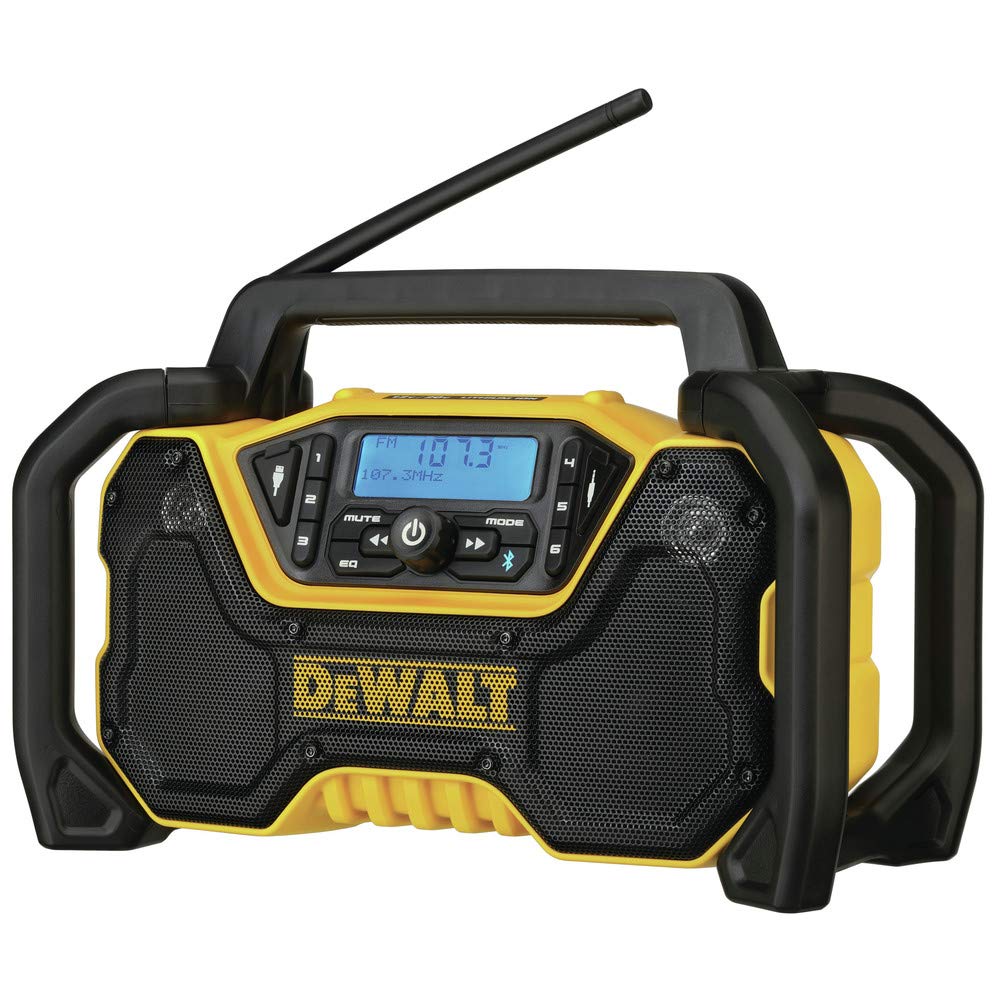 DEWALT Portable Bluetooth Radio 12V/20V MAX, Cordless, 100 ft Range, 3.5” Subwoofers, Jobsite (DCR028B)