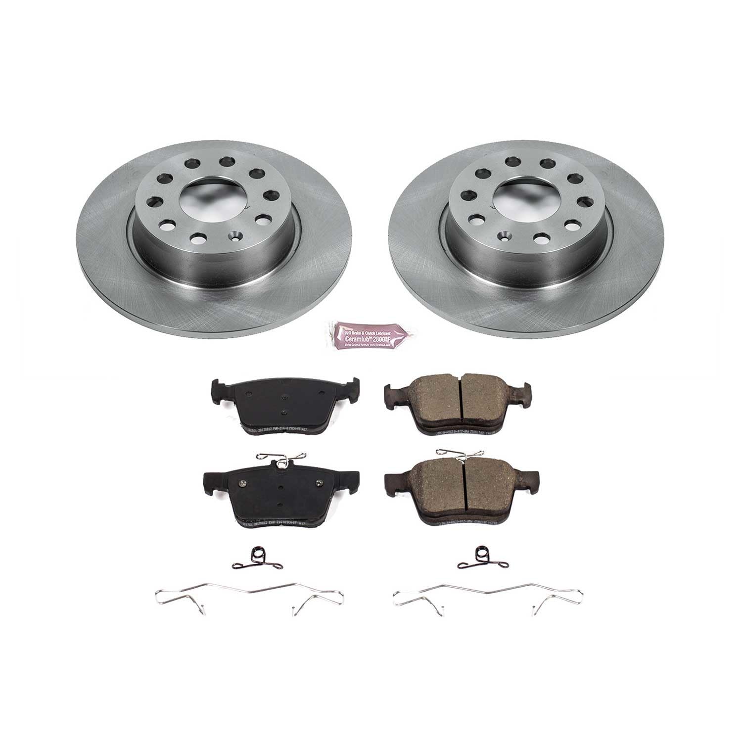 Power Stop KOE7093 Rear Replacement Brake Kit-OE Brake Rotors & Ceramic Brake Pads For Audi A3, Audi A3 Quattro, Audi A3 Sportback e-tron, VW Taos, VW e-Golf [Model Specific]