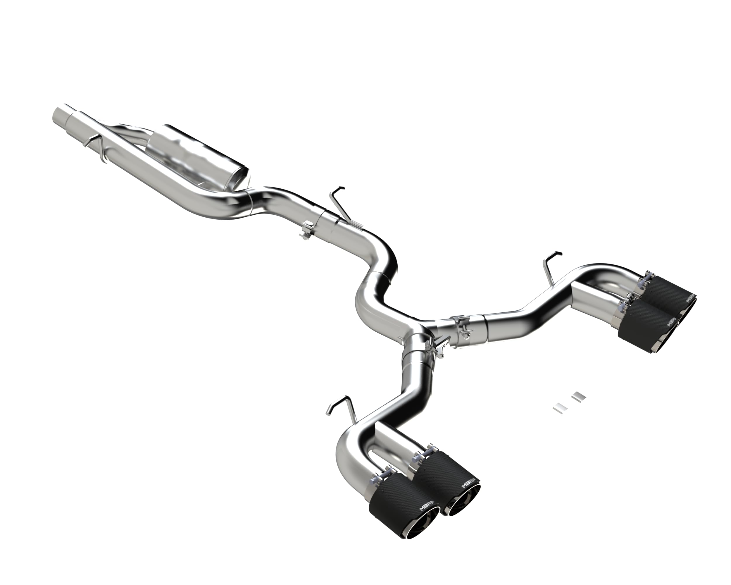 3" MBRP Cat-Back, Quad Rear w/Carbon Fiber Tips — Compatible with 2022+ Volkswagen Golf R MK8 — Non-Valved Version (does not retain factory valves)