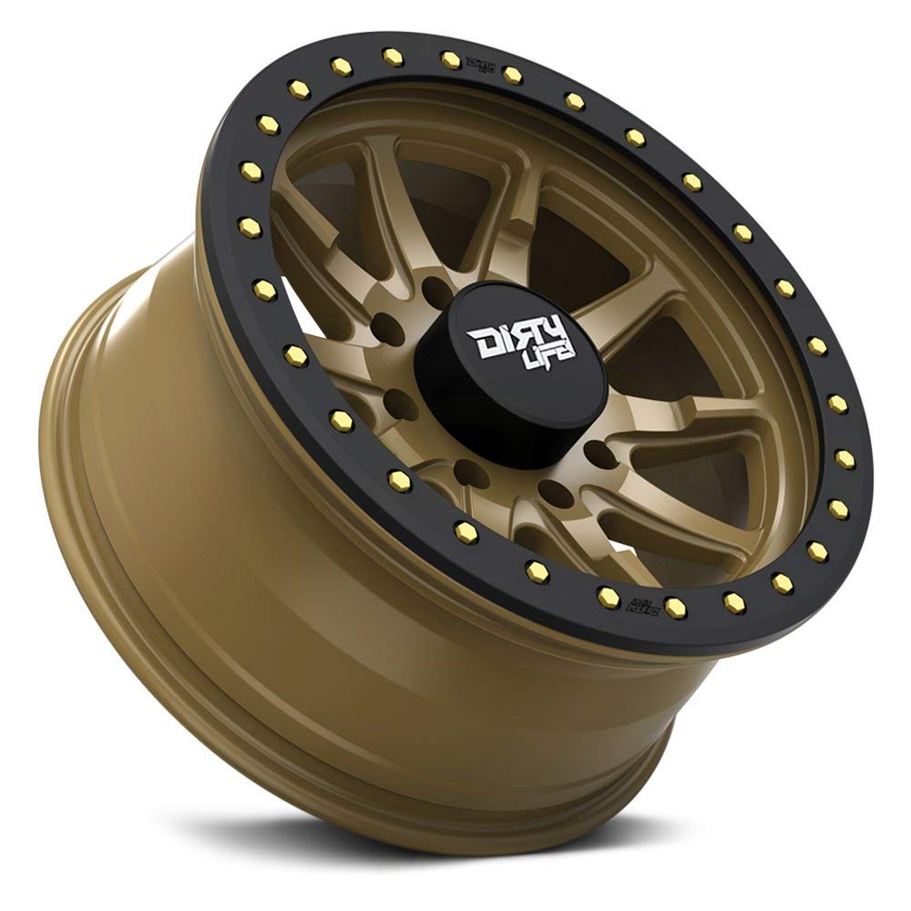 DT-2 Dirty Life Satin Gold W/Simulated Ring Wheel with Alloy Steel (20 x 9. inches /8 x 130 mm, 0 mm Offset)