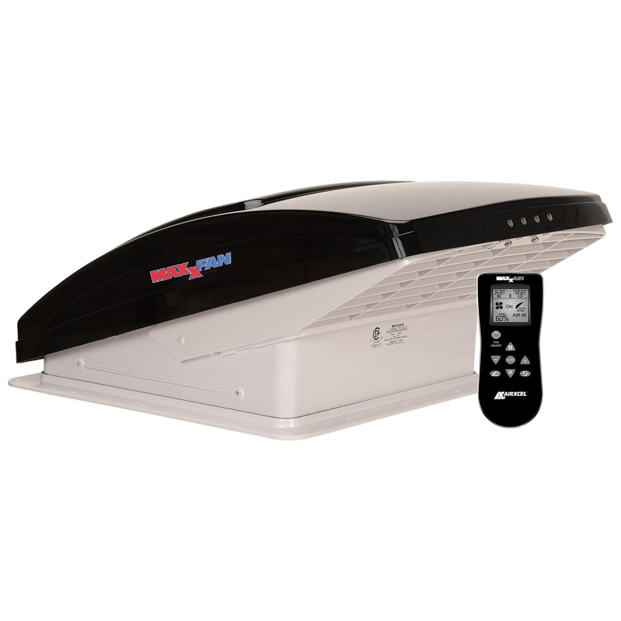 Maxxfan Deluxe Vent, Fan and Vent Cover All in One MAXXAIR - Powerful 10-Speed Reversible Fan with Thermostat, Built-in Rain Cover, Remote Control, Intake & Exhaust Fan, Smoke (00-07500K)