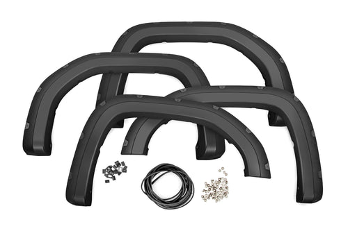 Rough Country Fender Flares Pocket for GMC Sierra (2019-2026 & Refresh) - 2" Extra Tire Coverage, UV-Resistant ABS, Flat Black (Set of 4)