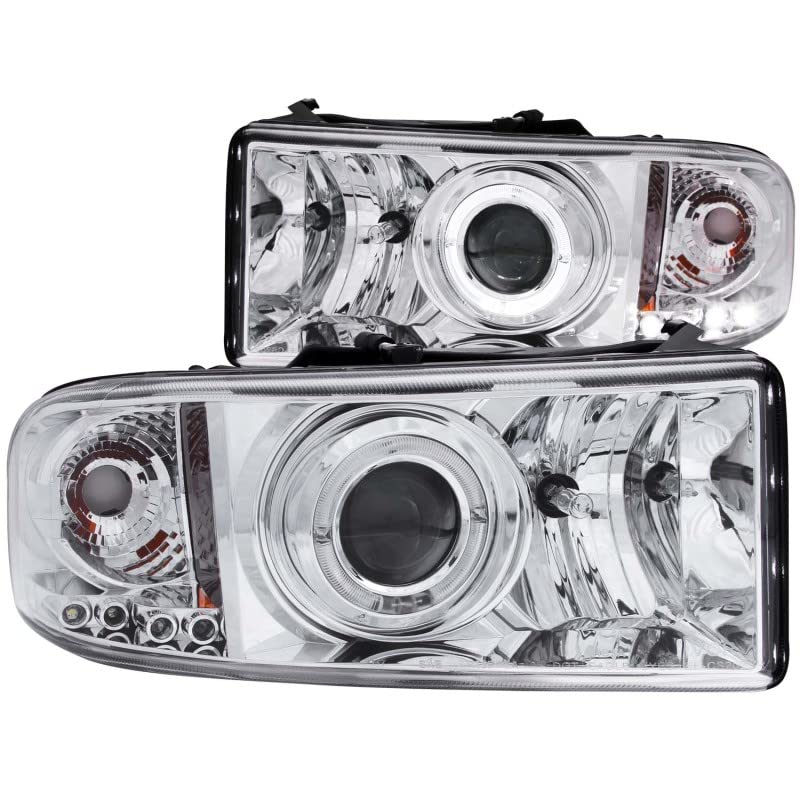1-Piece ANZO USA Projector Headlight Set w/LED Halo-Chrome