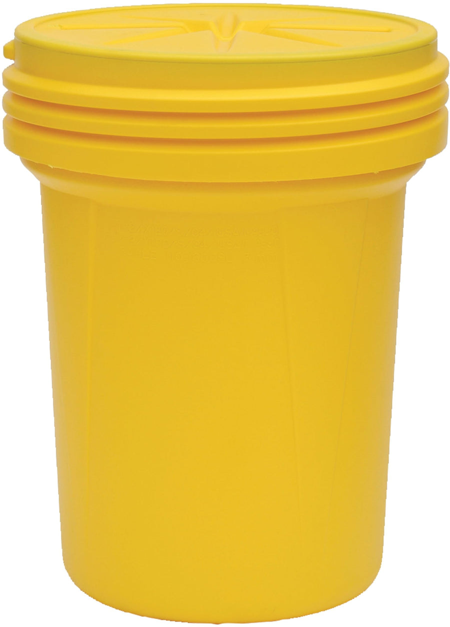 30 Gallon Eagle Plastic Drum with Lid, Screw-On Lid, 28.3"x22.5", Lab Pack Drum Made of Durable, Lightweight HDPE, Withstands Weather and Chemicals, Made in USA, Yellow, 1600SL