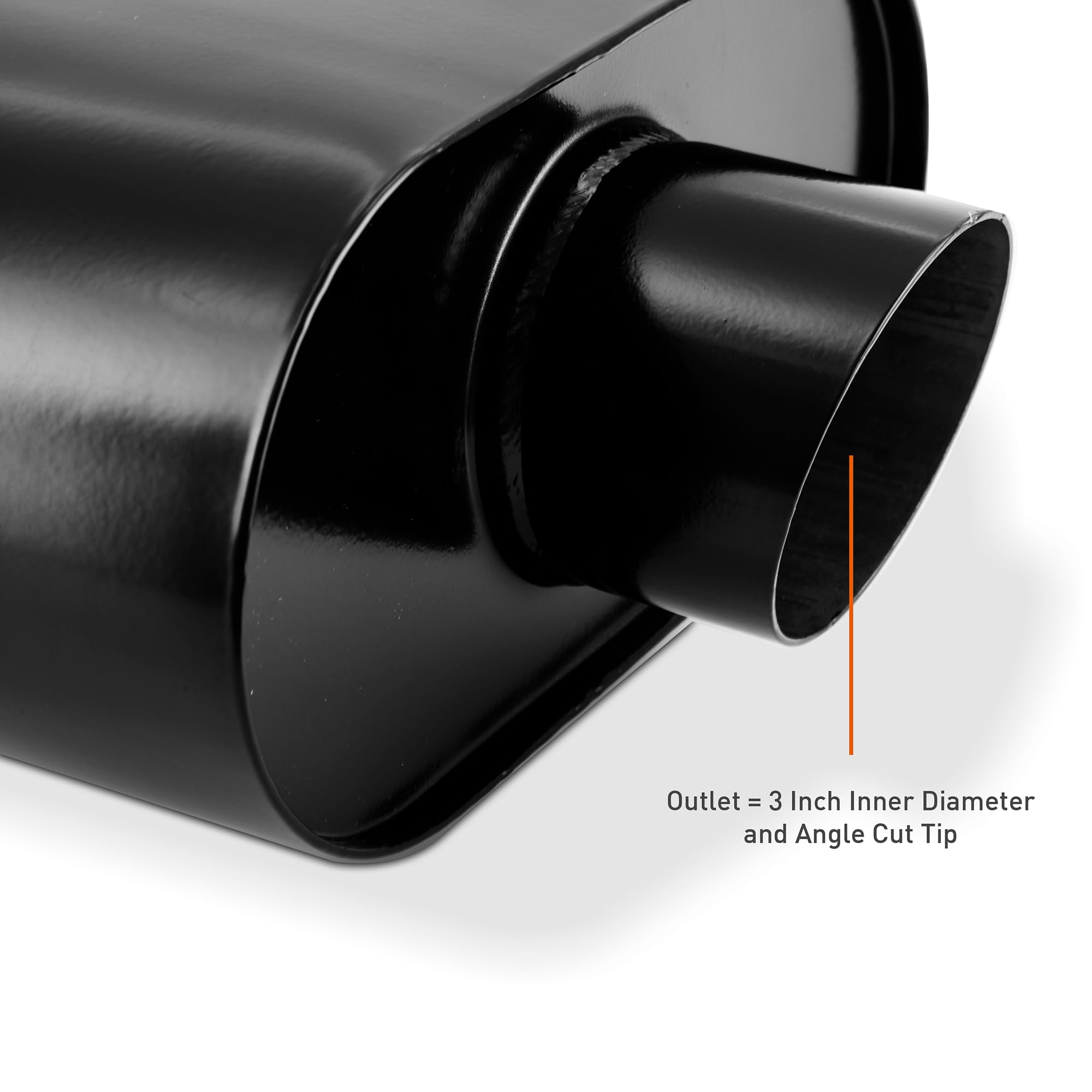 Mishimoto Stainless-Steel Universal Exhaust Muffler, 3-Inch, Angle Tip, Black