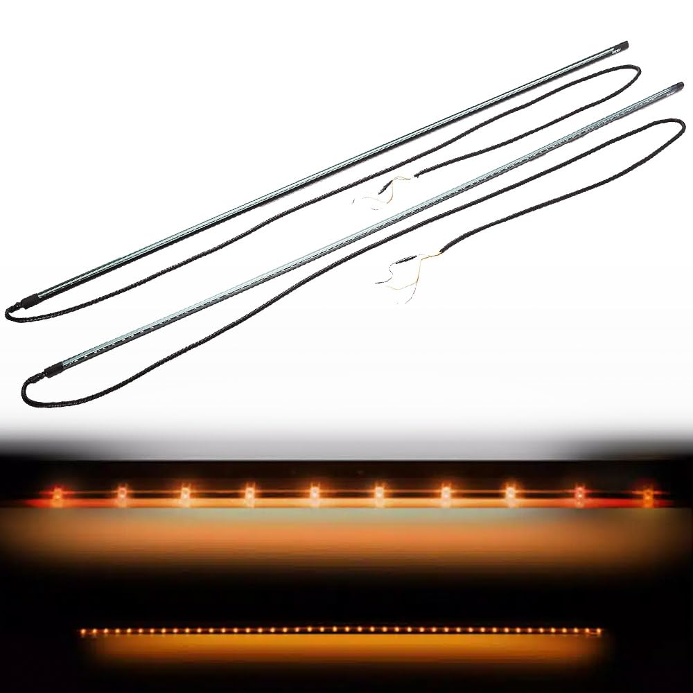 RECON 48" Premium Big Rig Ice Universal Fit Side Mounted High Power LED 2-PC Light Bar Kit Amber Running Lights & Turn Signals with White Courtesy/Cargo Lights