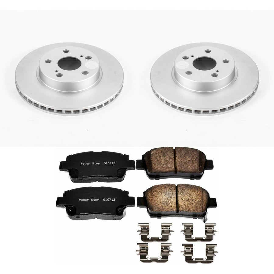 Coated Brake Rotor & Ceramic Brake Pads Power Stop CRK5219- front For Toyota Prius 2004-2009 [Model Specific]