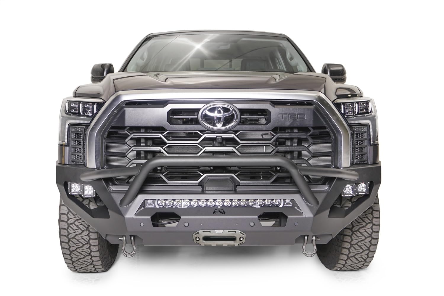 Fab Fours Matrix Front Bumper TT22-X5452-1 fits 22-23 Toyota Tundra - 2 Stage Black Powder Coated - w/Pre-Runner Guard