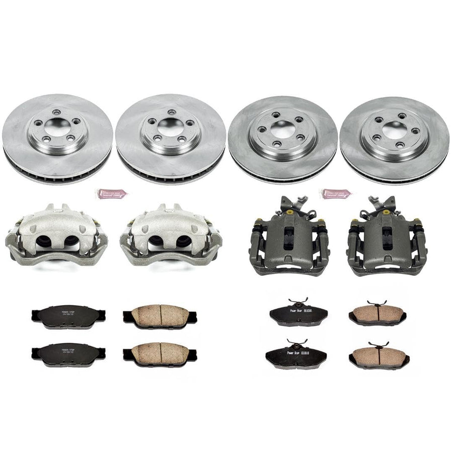 Power Stop KCOE1352 Replacement Autospeciality Front and Rear Caliper Kit- OE Rotors, Ceramic Brake Pads, Calipers For Jaguar S-Type 2000-2002 [Model Specific]