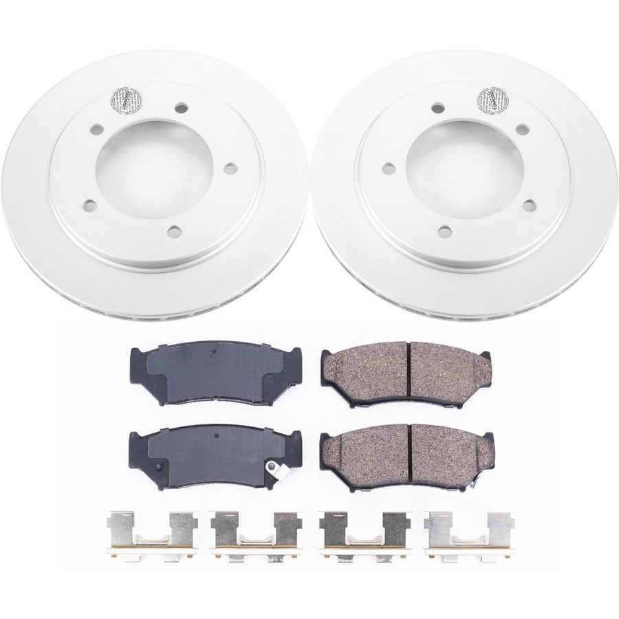 Power Stop Coated Brake Rotor CRK5014 and Ceramic Brake Pads- Front For Chevrolet Tracker 2000-2004 | Suzuki Vitara 1999-2004 [Vehicle Specific]