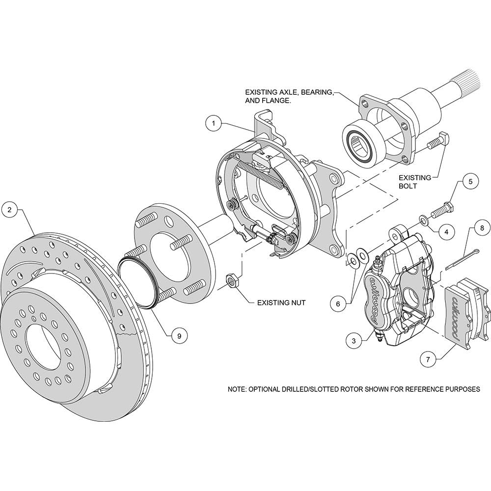 FDL P/S Park Brake Kit WILWOOD 140-7146-D, Drilled Ford 8.8 w/2.5" Offset-5 Lug