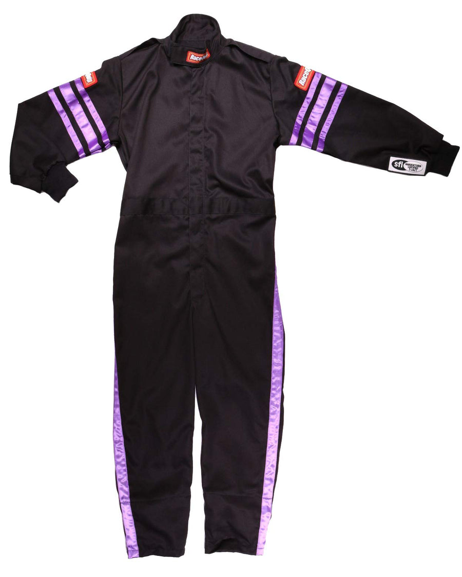Pro-1 RaceQuip Driving Suit SFI 3.2A/1 Black/Purple Stripe Youth Medium 1950593RQP