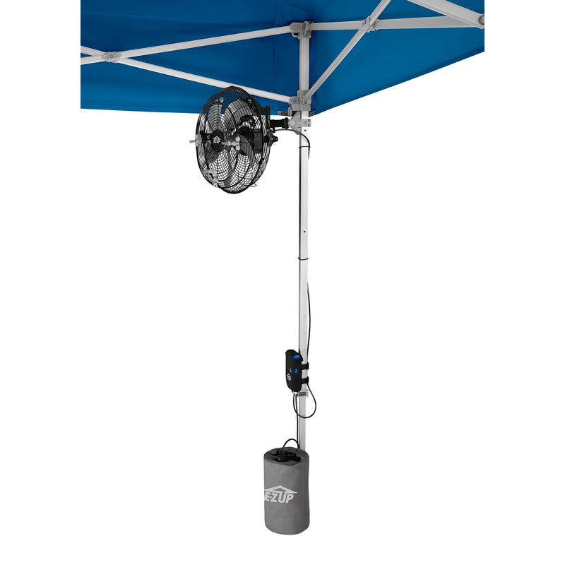 E-Z UP 14" Portable Misting Fan, Lowers Temperatures by 30° in Spaces Up to 150 Sq Ft, 180° Swivel Mechanism, Perfect for Outdoors. Mounts on compatible Canopy/Shelter (CANOPY/SHELTER NOT INCLUDED)