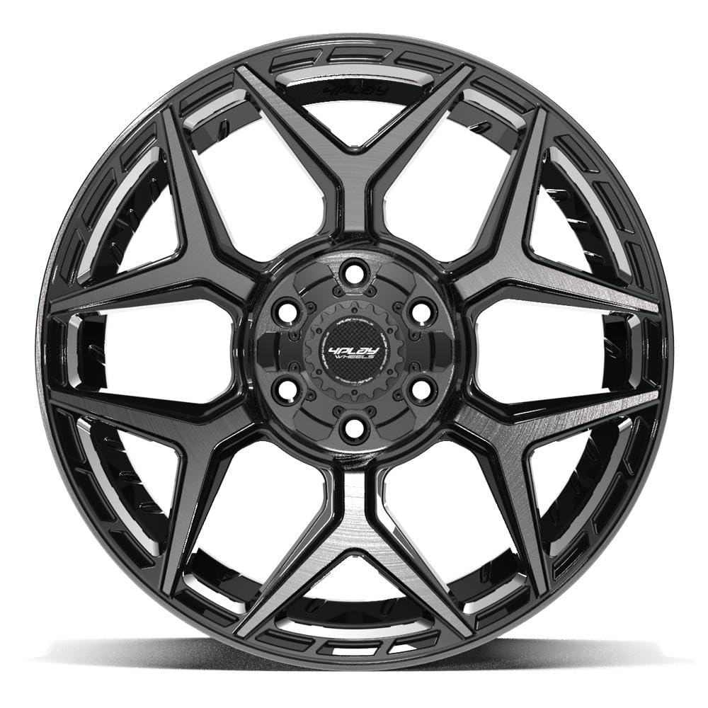 20 Inch 4PLAY Wheels Rim 4P06 Fits 6x135 & 6x139.7 20x9 Gloss Black Brushed with Tinted Clear (1)