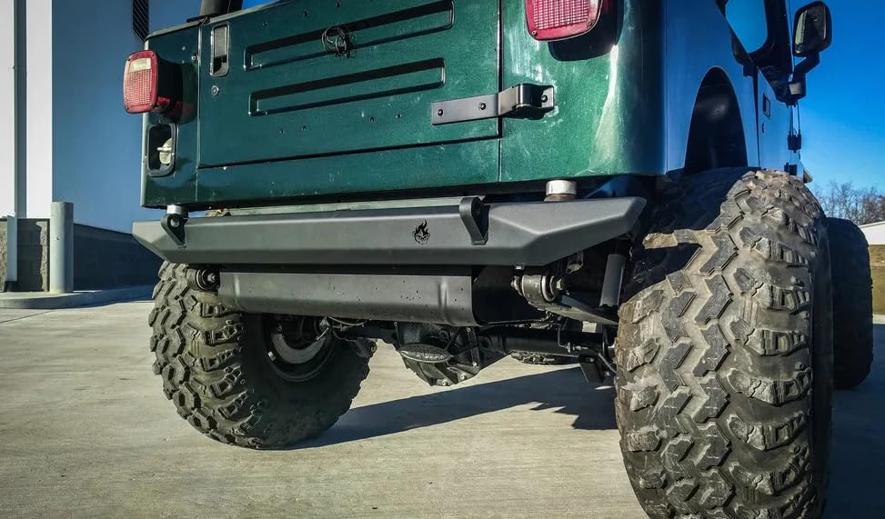 CrawlTek Pyro Mid-Width Rear Bumper CWLTJ20201 | Heavy-Duty Steel, Off-Road Ready | Compatible with Jeep CJ7, Wrangler YJ, TJ (1976-2006)