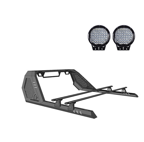 Vigor Roll Bar Black Horse W/Cross Bar Incl.Set of 9" Black Round LED Light Modular Black Compatible with 2005-2021 Nissan Frontier-VRCB6407B-PL69B