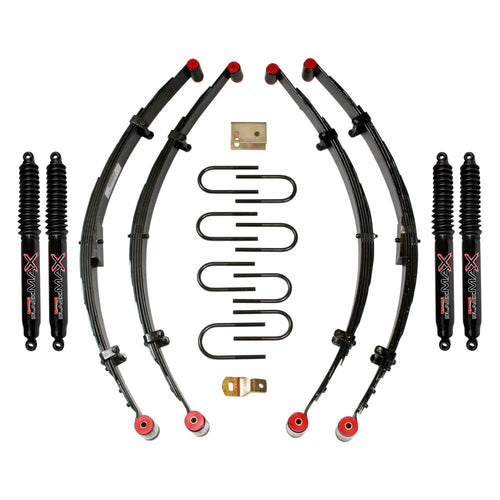 Skyjacker Suspension Lift Kit YJ40K-B w/Shock Black MAX Shocks 3.5-4 in. Lift Incl. Front/Rear Leaf Springs Front/Rear Bushing Kits Front/Rear U Bolt Kits