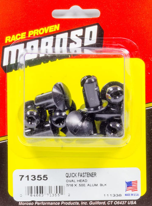 Oval Moroso Quick Fastener, 7/16 in X .500, Aluminum, Black