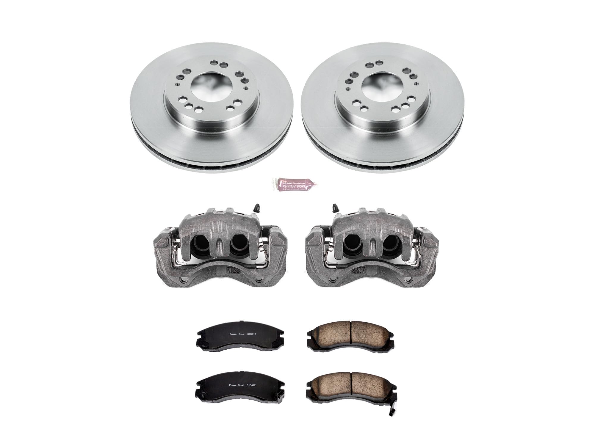 Power Stop KCOE798A Replacement Autospeciality Front Caliper Kit- OE Rotors, Ceramic Brake Pads, Calipers For Eagle Talon 1994-1997, Mitsubishi Eclipse 1994-1999 [Model Specific]