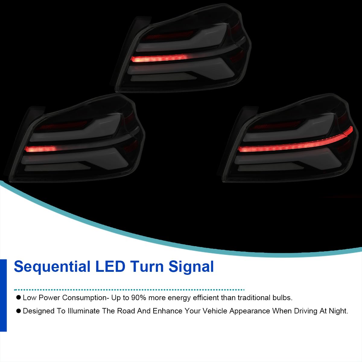 Full LED Black Smoke Tail Lights w/Sequential Signal, SPEC-D TUNING Startup Animation Compatible with 2015-2021 Subaru WRX and WRX STI