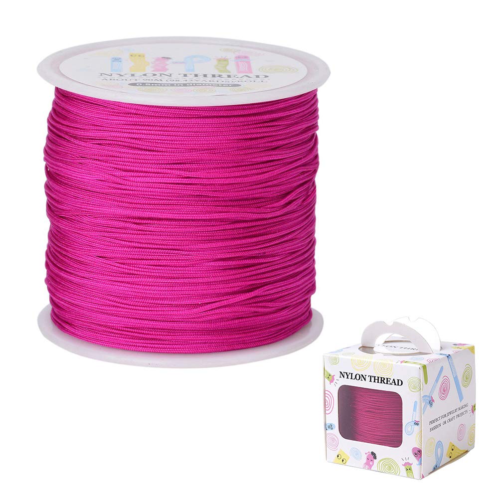 1 Roll JEWELEADER About 98 Yards Braided Nylon Craft Thread Cord 0.8mm Satin Trim Cord Chinese Knotting Beading Cord for DIY Jewellery Making Macrame Kumihimo Shamballa Friendship Bracelets - Camellia