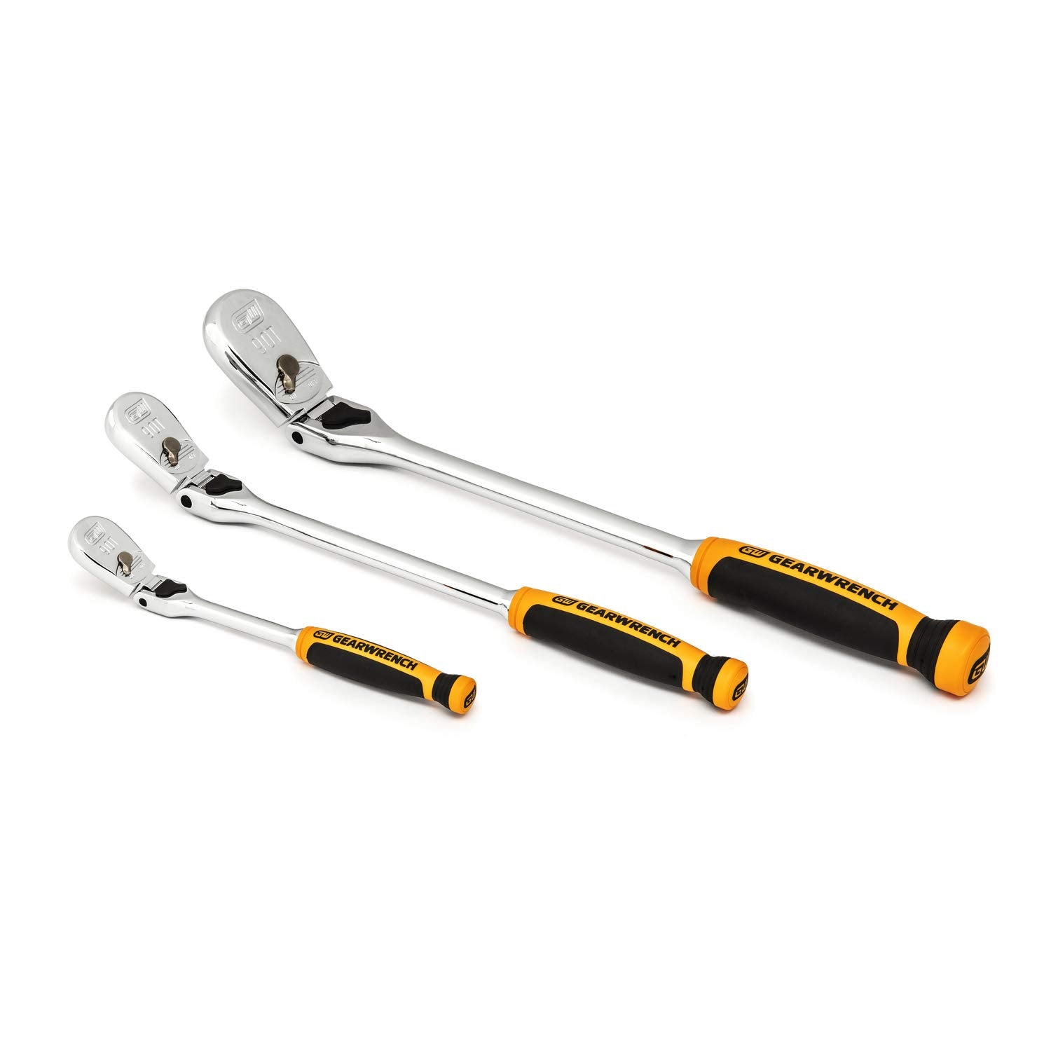 GEARWRENCH 90 Tooth Dual Material Locking Flex Head Ratchet Set - 81298T, Multi, One Size 3 Pc. 1/4", 3/8" & 1/2" Drive