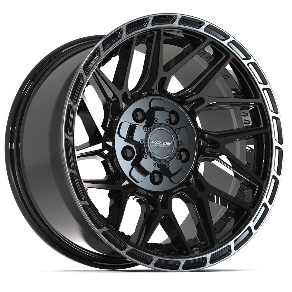 17 inch 4PLAY Wheels Rim Fits 5x127 + 5x139.7 Rebel Durango Journey Grand Cherokee Wrangler Gladiator 4PS28 17x9 Brushed Black Wheels