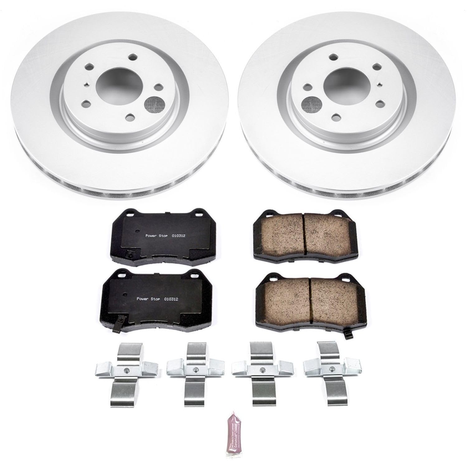 Power Stop CRK104 Brake Rotors and Z17 Ceramic Pads Kit Front For INFINITI G35 2003-2004, Nissan 350Z 2003-2008 [Model Specific]
