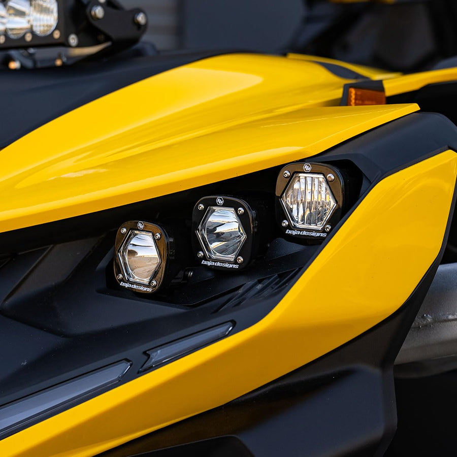 Triple S1 LED Headlight Kit Baja Designs for Can-Am Maverick R UTV
