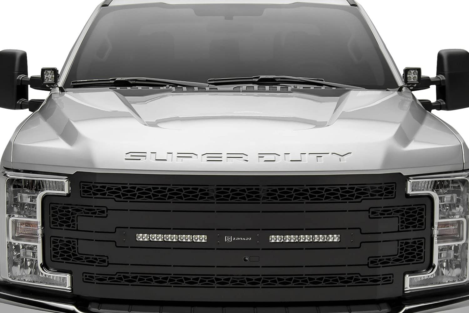 ZROADZ Grille T-Rex Grilles 2017-2019 Super Duty, Black, 1 Pc, Replacement with (2) 10" LEDs, Fits Vehicles with Camera - PN #Z315371