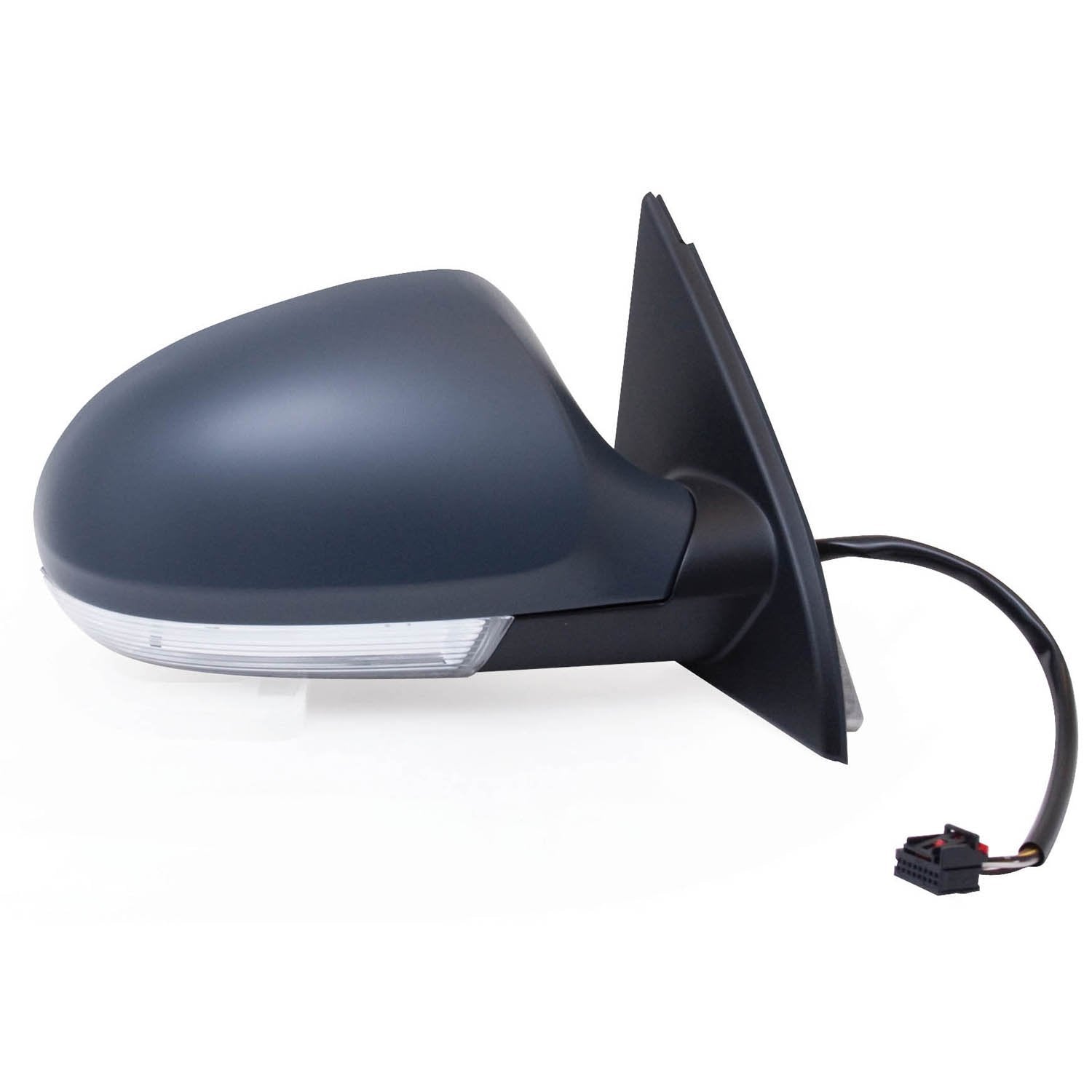Fit System Mirror Passenger Side for Volkswagen Passat, Black, PTM Cover, w/Turn Signal, w/o auto dimming, Foldaway, Heated Power