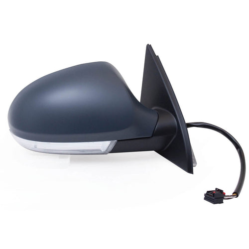 Fit System Mirror Passenger Side for Volkswagen Passat, Black, PTM Cover, w/Turn Signal, w/o auto dimming, Foldaway, Heated Power