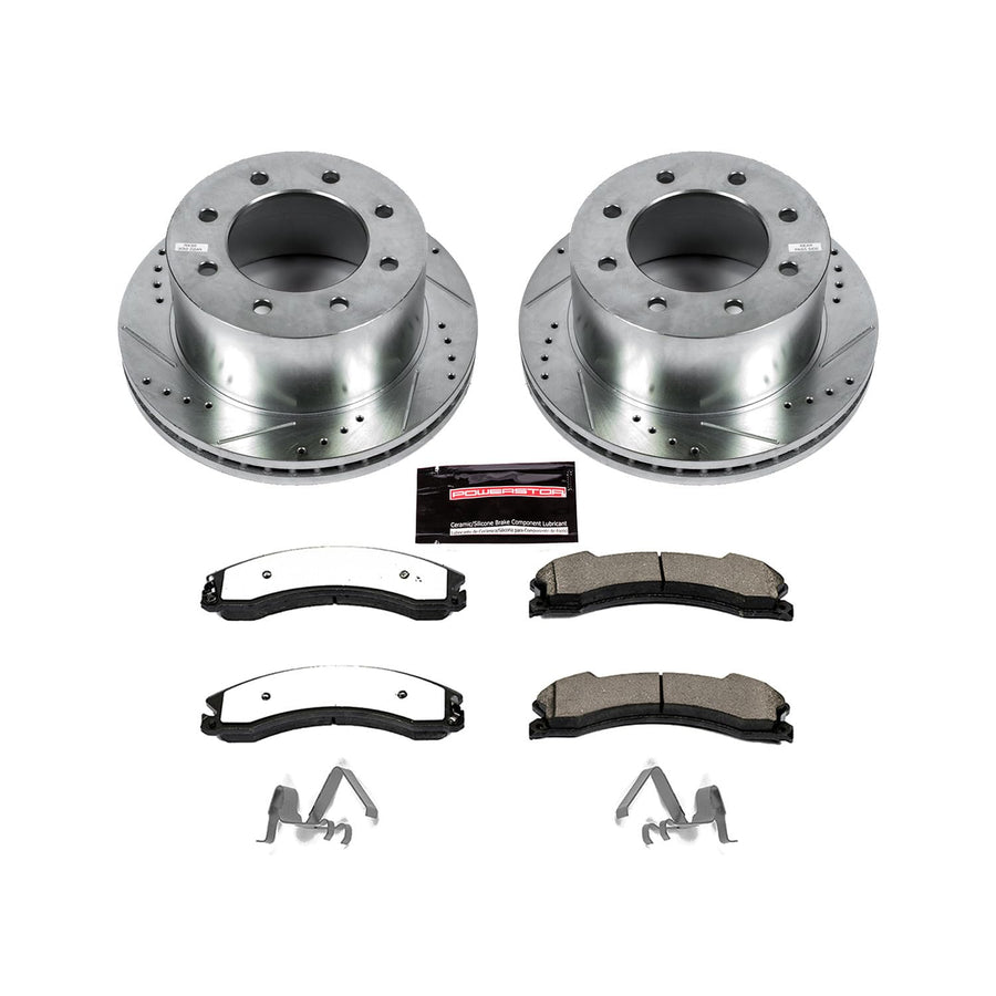 Power Stop K7375-36 Brake Kit Rear Z36 Truck & Tow, Carbon Fiber Ceramic Brake Pads and Drilled/Slotted Rotors