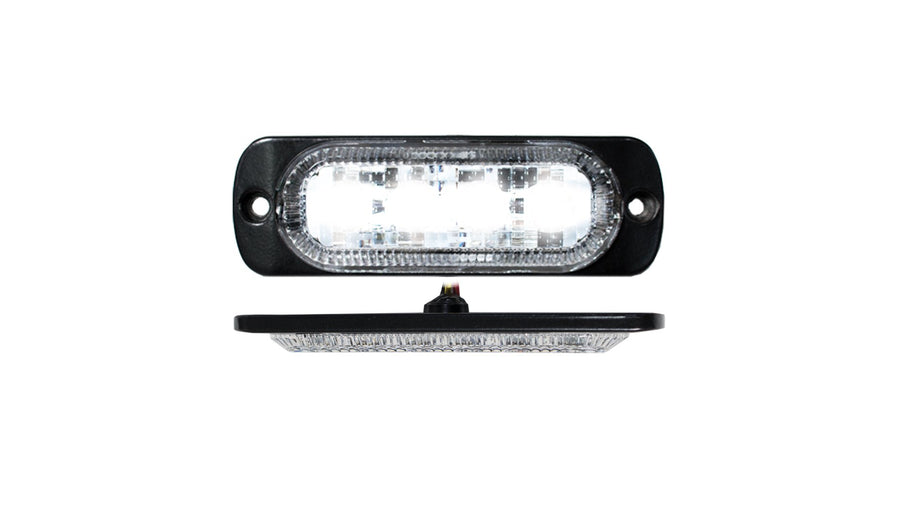 RACESPORT RS70014W 4-LED Ultra Slim Flush Mount Race Sport Lighting 19-Flash Pattern Marker Strobe Light (White)