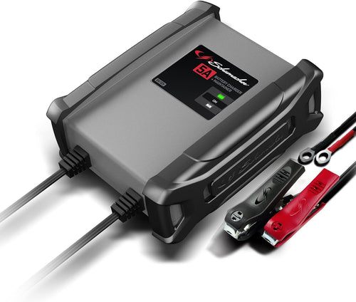 6V / 12V Schumacher Electric Battery Charger & Maintainer - Multi-Stage Smart Charging with Quick-Connect Clamps - Fully Automatic 5A Car Battery Charger for Motorcycles, Lawn Mowers & More - SC1609