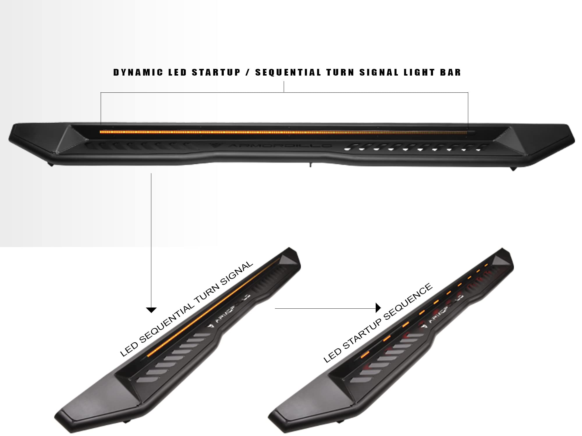 FX Sequential LED Armordillo Running Boards|Compatible with 2022-2025 Nissan Frontier Crew Cab|8735589|Matte Black|Lighted Side Step|Neft Bars
