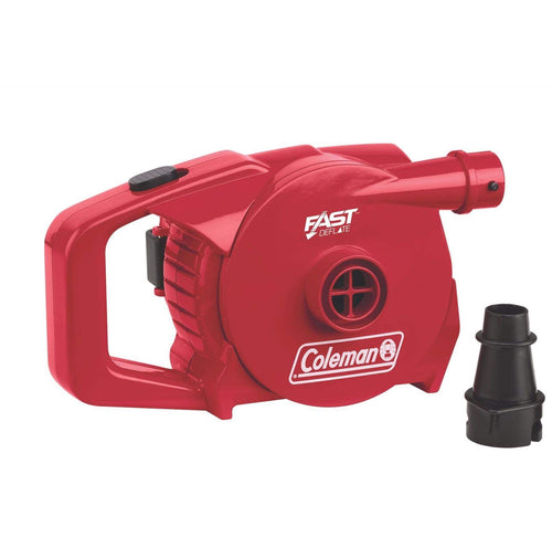 Coleman Air Pump QuickPump for Air Beds & Inflatables, Portable Pump with Fast Inflation/Deflation & Boston/Pinch Valve Adaptors, 120V Rechargeable or 4D Battery Powered Options