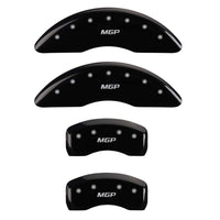 MGP Black Powder Coat Finish Caliper Covers 41113SMGPBK, Silver Characters, Set of 4