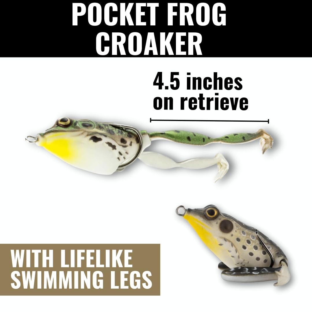 Pocket Frog Lure LUNKERHUNT for Bass Fishing | Pocket Frog Lure 1.75 Inch | Topwater Fishing Lures with Weedless Hooks for Trout, Pike in Saltwater and Fresh Water, Mischief Minnow