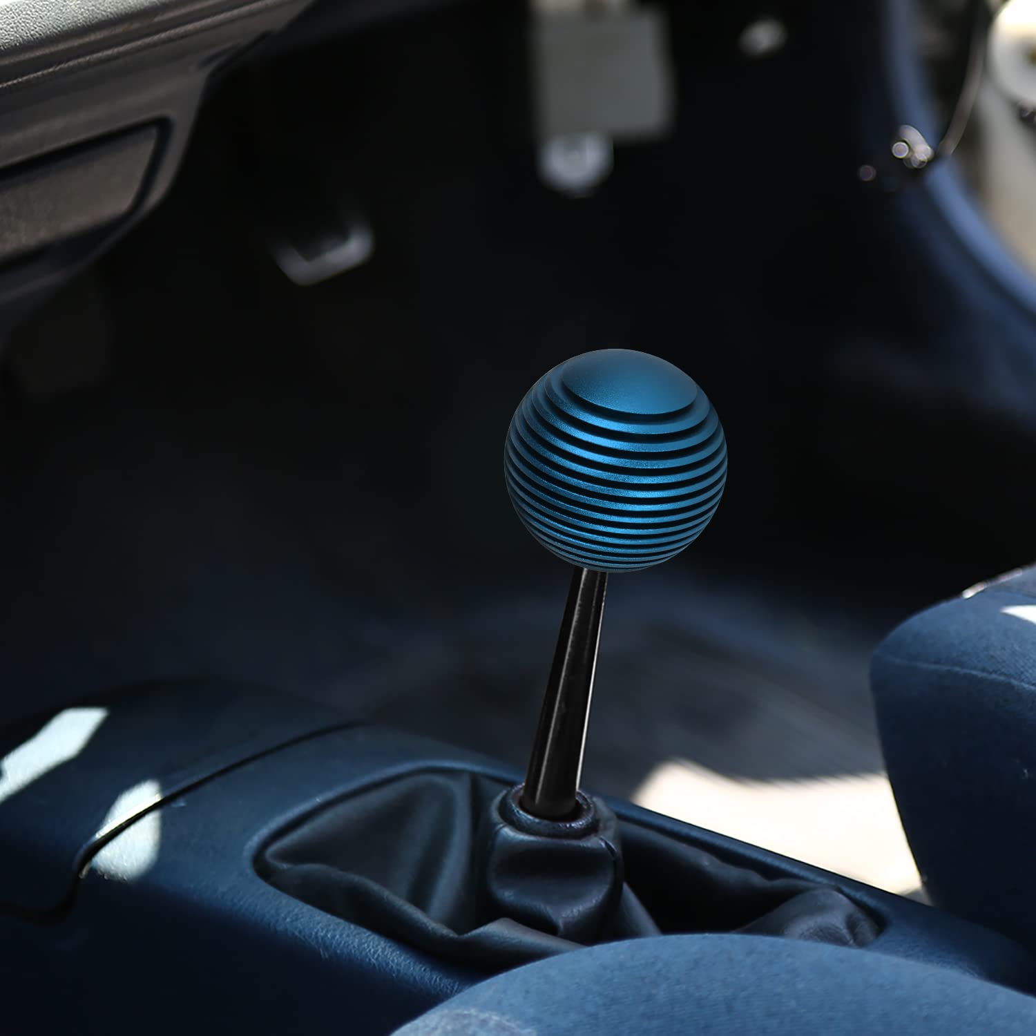 NRG Innovations Universal Aluminum SK-703BL Shift Knob with Thread Adapters, Heat Sink Style Round Ball Shape, Blue