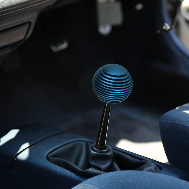 NRG Innovations Universal Aluminum SK-703BL Shift Knob with Thread Adapters, Heat Sink Style Round Ball Shape, Blue