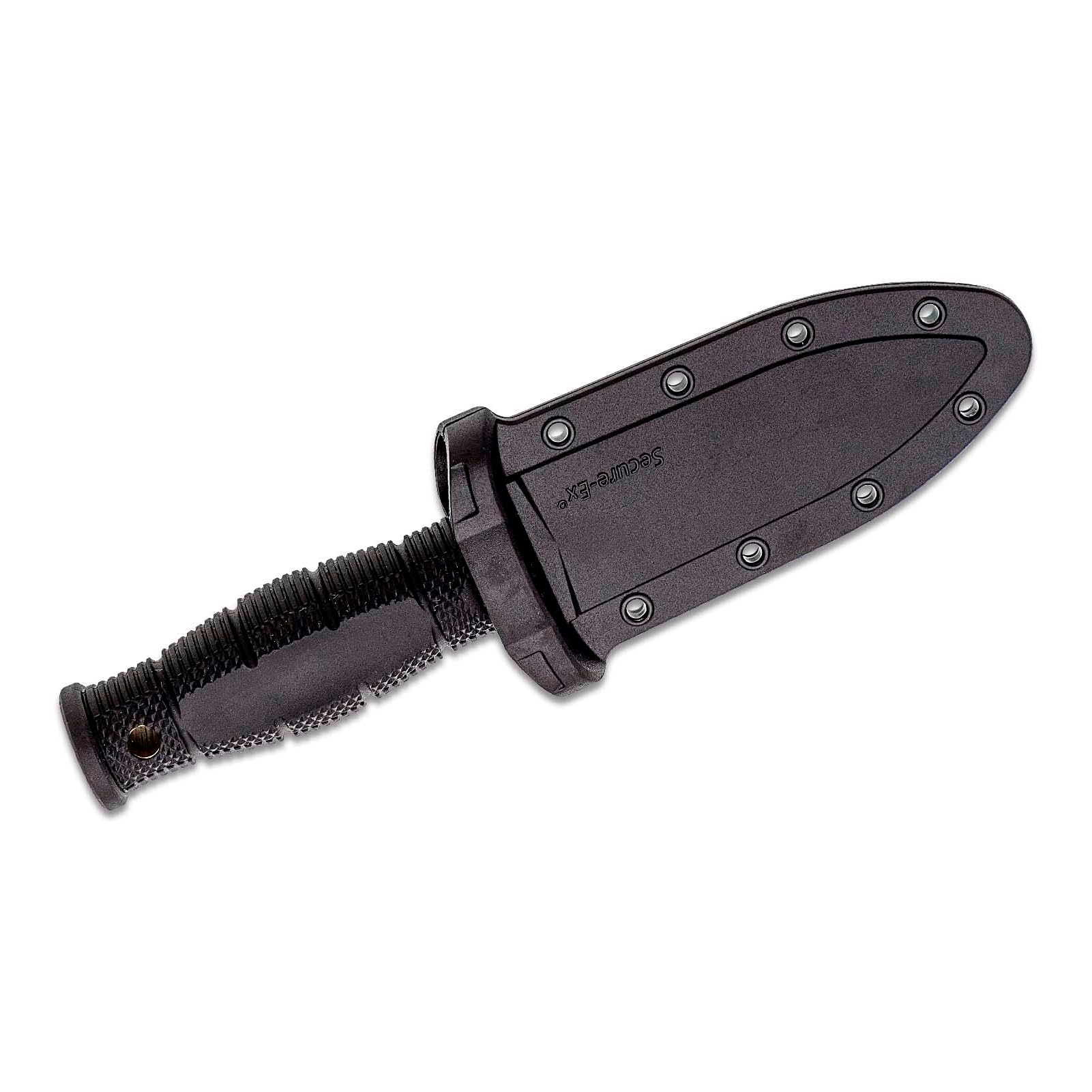 Mini Leatherneck Cold Steel Double Edge Spear Point Compact Lightweight 3.5" 8CR13MOV Steel Fixed Blade Outdoor Hunting Utility Knife, 3.25" Textured Ergonomic Kray-Ex Handle, Secure-Ex Sheath