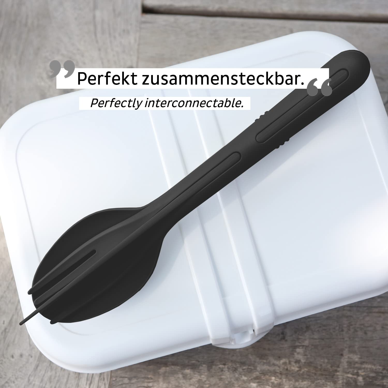 silwy® Tricky Cutlery Set (3-Piece Consisting of Knife, Fork and Spoon) in Black - Compact Click System Creates Organisation - Perfect for Camping, Caravaning and Boating