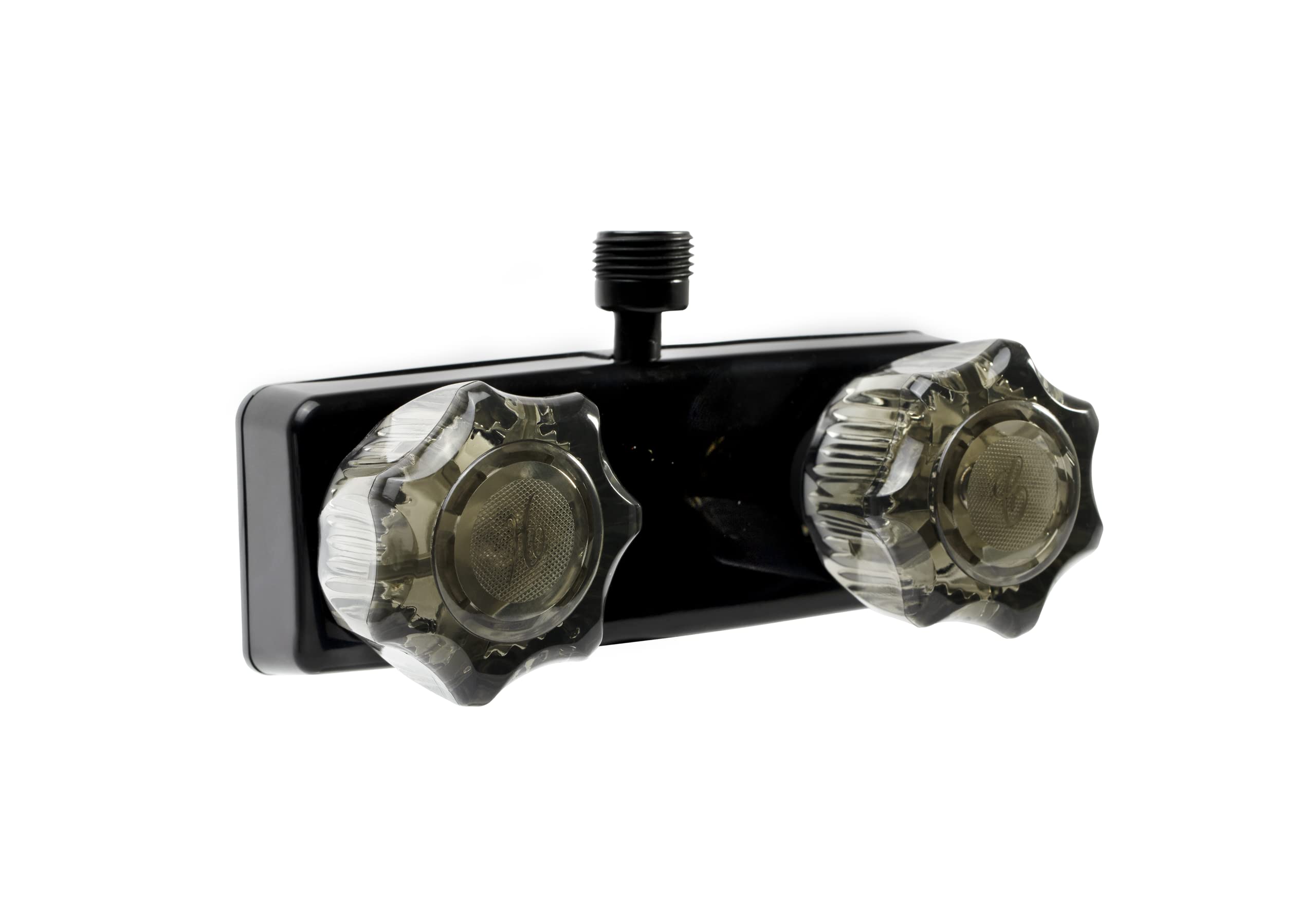 Dura Faucet Shower RV Faucet w/Smoked Acrylic Knobs - Black
