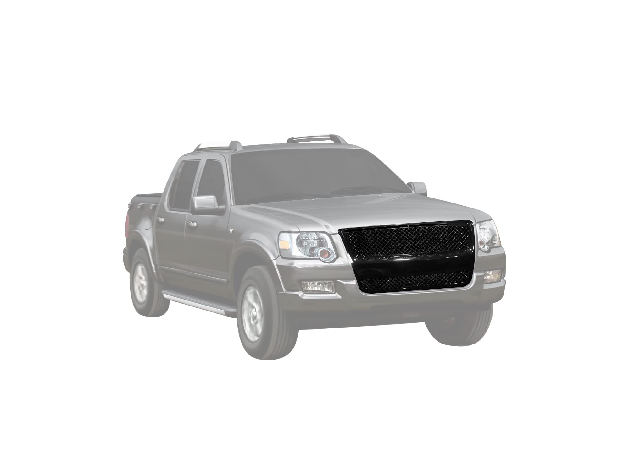 7148147 Armordillo USA Mesh Front Hood Grille - Gloss Black Fits 2007-2010 Ford Explorer Sport Trac