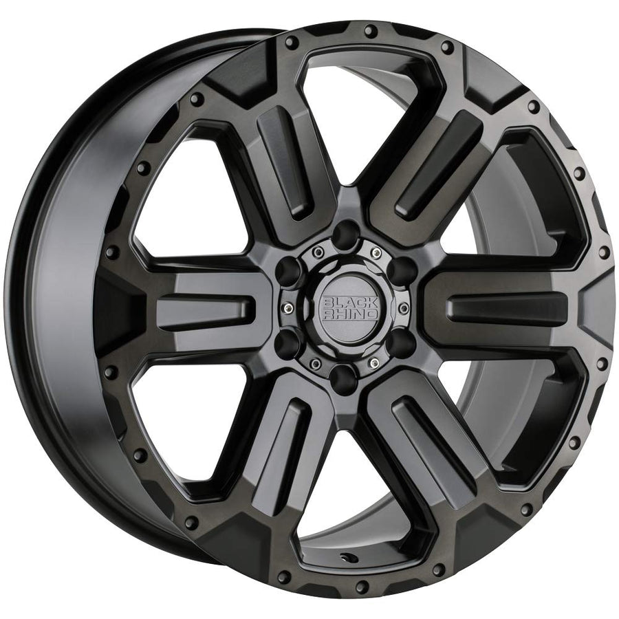 WANAKA Black Rhino Hard Alloys 17X8.5 6X5.5 5.22 12mm M-GUNMETAL W/BRUSHED FACE - 1785WKA126140G12