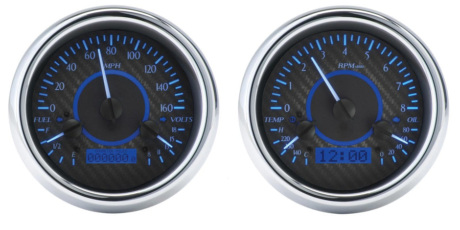 Dakota Digital 47-53 Analog Dash Gauges Chevy GMC Truck Carbon Blue VHX-47C-PU-C-B