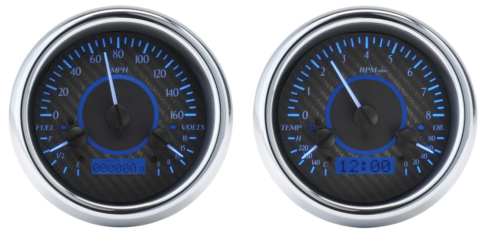 Dakota Digital 47-53 Analog Dash Gauges Chevy GMC Truck Carbon Blue VHX-47C-PU-C-B