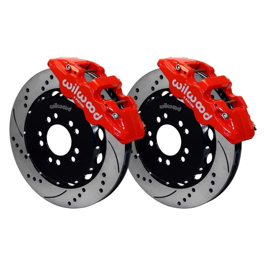 Wilwood Front AERO6 Hat Kit 14.00 Drilled Red 1964-1970 Ford Mustang w/DSE Suspension
